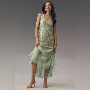 Endless Rose Mint Green Sequin Chiffon Sleeveless Dress